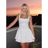 image:imageKaximil Womens Square Neck Ruffle Hem Mini Dress Ruched Waist Short Party DressesDot White