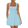 image:imageKaximil Womens Square Neck Ruffle Hem Mini Dress Ruched Waist Short Party DressesBaby Blue