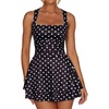 image:imageKaximil Womens Square Neck Ruffle Hem Mini Dress Ruched Waist Short Party DressesDot Black