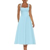 image:imageKaximil Womens Square Neck Sleeveless A Line Maxi Dress Smocked Ruffle Flowy Casual Long DressesBaby Blue