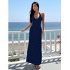 image:imageKaximil Womens Sexy V Neck Halter Maxi Dresses Bodycon Cocktail Wedding Guest Long DressNavy