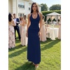 image:imageKaximil Womens Sexy V Neck Halter Maxi Dresses Bodycon Cocktail Wedding Guest Long DressNavy