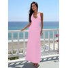 image:imageKaximil Womens Sexy V Neck Halter Maxi Dresses Bodycon Cocktail Wedding Guest Long DressPink