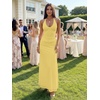 image:imageKaximil Womens Sexy V Neck Halter Maxi Dresses Bodycon Cocktail Wedding Guest Long DressYellow