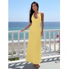 image:imageKaximil Womens Sexy V Neck Halter Maxi Dresses Bodycon Cocktail Wedding Guest Long DressYellow