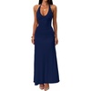 image:imageKaximil Womens Sexy V Neck Halter Maxi Dresses Bodycon Cocktail Wedding Guest Long DressNavy
