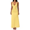 image:imageKaximil Womens Sexy V Neck Halter Maxi Dresses Bodycon Cocktail Wedding Guest Long DressYellow