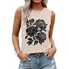 image:imageLUXVEER Sleeveless Tank Tops for Women 2026 Summer Casual Blouses Graphic Tees Loose Fit Crewneck Vacation Outfits ShirtsInk Peony Bloom