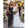 image:imageKaximil Womens Sexy Spaghetti Strap Maxi Dresses Ruched Bodycon Ruffle Mermaid Cocktail Wedding Guest Dress 2026Dot Black