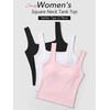image:imageTrendy Queen 3 Pack Womens Double Lined Square Neck Tank Tops for Summer Going OutPink White Black