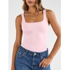 image:imageTrendy Queen 3 Pack Womens Double Lined Square Neck Tank Tops for Summer Going OutPink White Black