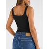 image:imageTrendy Queen 3 Pack Womens Double Lined Square Neck Tank Tops for Summer Going OutPink White Black