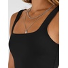 image:imageTrendy Queen 3 Pack Womens Double Lined Square Neck Tank Tops for Summer Going OutPink White Black
