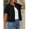 image:imageTrendy Queen Short Sleeve Cardigan Sweaters for Women Cropped Tops Summer 2026 Spring Outfits Cute Casual Y2k Fashion ClothesBlack
