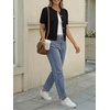 image:imageTrendy Queen Short Sleeve Cardigan Sweaters for Women Cropped Tops Summer 2026 Spring Outfits Cute Casual Y2k Fashion ClothesBlack