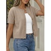 image:imageTrendy Queen Short Sleeve Cardigan Sweaters for Women Cropped Tops Summer 2026 Spring Outfits Cute Casual Y2k Fashion ClothesKhaki