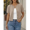 image:imageTrendy Queen Short Sleeve Cardigan Sweaters for Women Cropped Tops Summer 2026 Spring Outfits Cute Casual Y2k Fashion ClothesKhaki