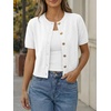image:imageTrendy Queen Short Sleeve Cardigan Sweaters for Women Cropped Tops Summer 2026 Spring Outfits Cute Casual Y2k Fashion ClothesWhite