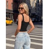 image:imageTrendy Queen Womens Double Lined Tank Tops with Built in BrasSquare Neck Workout Tops for SummerBlack
