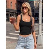 image:imageTrendy Queen Womens Double Lined Tank Tops with Built in BrasSquare Neck Workout Tops for SummerBlack