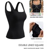 image:imageTrendy Queen Womens Double Lined Tank Tops with Built in BrasSquare Neck Workout Tops for SummerBlack