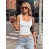 image:imageTrendy Queen Womens Double Lined Tank Tops with Built in BrasSquare Neck Workout Tops for SummerWhite