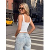 image:imageTrendy Queen Womens Double Lined Tank Tops with Built in BrasSquare Neck Workout Tops for SummerWhite