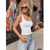 image:imageTrendy Queen Womens Double Lined Tank Tops with Built in BrasSquare Neck Workout Tops for SummerWhite
