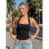 image:imageTrendy Queen Womens Halter Tank Tops  Square Neck Sleeveless Going Out amp Vacation TopsBlack
