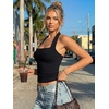 image:imageTrendy Queen Womens Halter Tank Tops  Square Neck Sleeveless Going Out amp Vacation TopsBlack