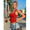 image:imageTrendy Queen Womens Halter Tank Tops  Square Neck Sleeveless Going Out amp Vacation TopsRed