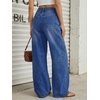 image:imageTrendy Queen Womens High Waisted Wide Leg Barrel Jeans Stretch Baggy Flare Denim PantsBluing