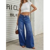 image:imageTrendy Queen Womens High Waisted Wide Leg Barrel Jeans Stretch Baggy Flare Denim PantsBluing