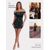 image:imageTrendy Queen Womens Off The Shoulder Floral Mini Dress Summer Party Bodycon Ruched Short DressesBlack