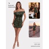 image:imageTrendy Queen Womens Off The Shoulder Floral Mini Dress Summer Party Bodycon Ruched Short DressesGreen