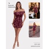 image:imageTrendy Queen Womens Off The Shoulder Floral Mini Dress Summer Party Bodycon Ruched Short DressesRed