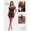 image:imageTrendy Queen Womens Off The Shoulder Floral Mini Dress Summer Party Bodycon Ruched Short DressesWine