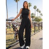 image:imageTrendy Queen Womens Sleeveless Mock Neck Palazzo Romper Casual Summer OutfitsBlack