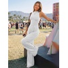 image:imageTrendy Queen Womens Sleeveless Mock Neck Palazzo Romper Casual Summer OutfitsGrey