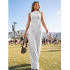 image:imageTrendy Queen Womens Sleeveless Mock Neck Palazzo Romper Casual Summer OutfitsGrey