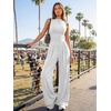 image:imageTrendy Queen Womens Sleeveless Mock Neck Palazzo Romper Casual Summer OutfitsGrey