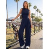 image:imageTrendy Queen Womens Sleeveless Mock Neck Palazzo Romper Casual Summer OutfitsNavy