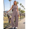 image:imageTrendy Queen Womens Sleeveless Mock Neck Palazzo Romper Casual Summer OutfitsNutmeg
