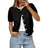 image:imageTrendy Queen Short Sleeve Cardigan Sweaters for Women Cropped Tops Summer 2026 Spring Outfits Cute Casual Y2k Fashion ClothesBlack