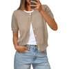 image:imageTrendy Queen Short Sleeve Cardigan Sweaters for Women Cropped Tops Summer 2026 Spring Outfits Cute Casual Y2k Fashion ClothesKhaki