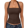image:imageTrendy Queen Womens Halter Tank Tops  Square Neck Sleeveless Going Out amp Vacation TopsBrown