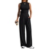 image:imageTrendy Queen Womens Sleeveless Mock Neck Palazzo Romper Casual Summer OutfitsBlack