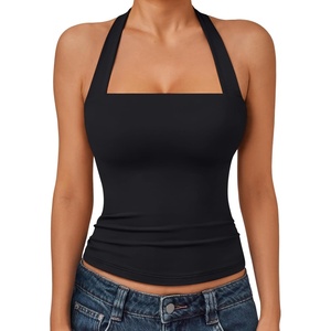 image:imageTrendy Queen Womens Halter Tank Tops  Square Neck Sleeveless Going Out amp Vacation TopsBlack