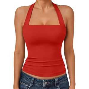image:imageTrendy Queen Womens Halter Tank Tops  Square Neck Sleeveless Going Out amp Vacation TopsRed