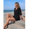 image:imageTrendy Queen 2 Piece Sets for Women Summer 2026 Lounge Short Set V Neck Oversized Top amp Loose Fit Shorts with PocketsBlack